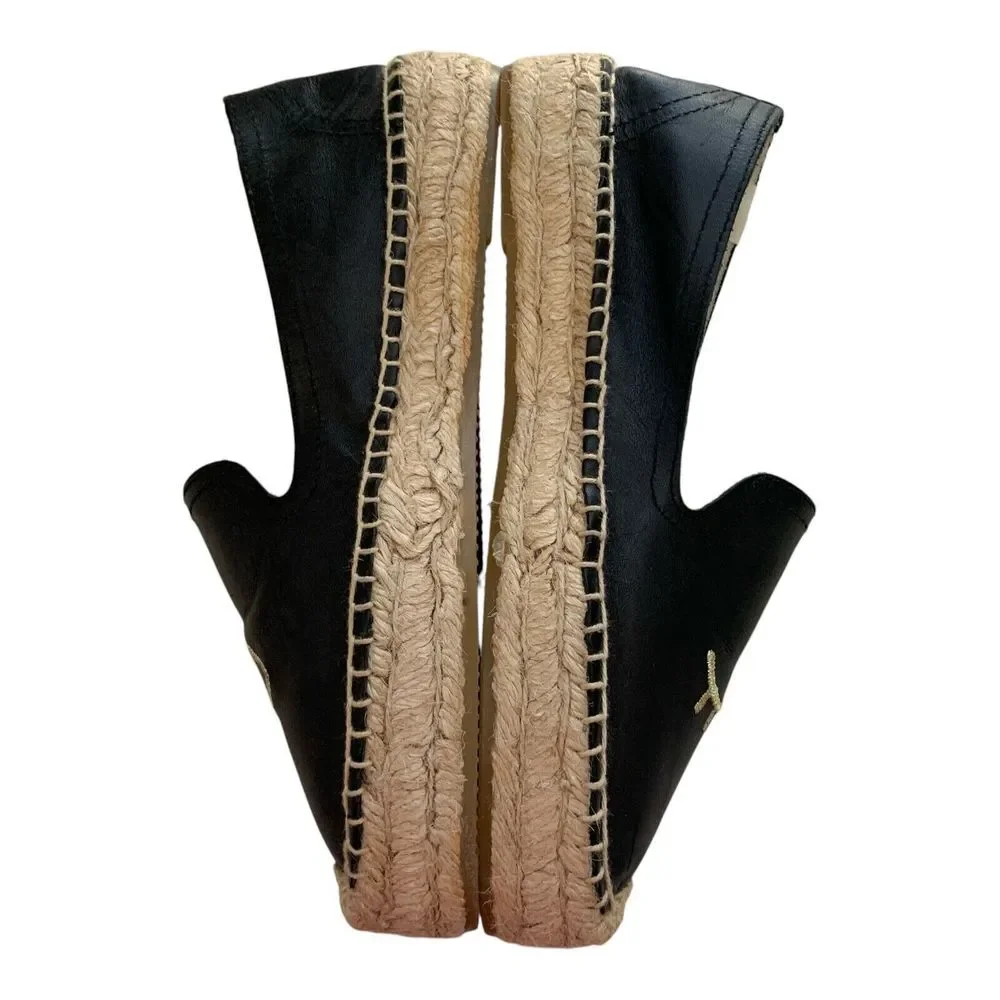 Soludos Winking Eye Espadrilles SZ 6 BlackFlat Jason Polan Canvas Shoes Blinking